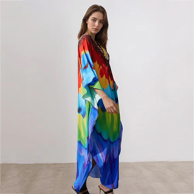 Xitao V-neck Patchwork Printing Dress GJ1212