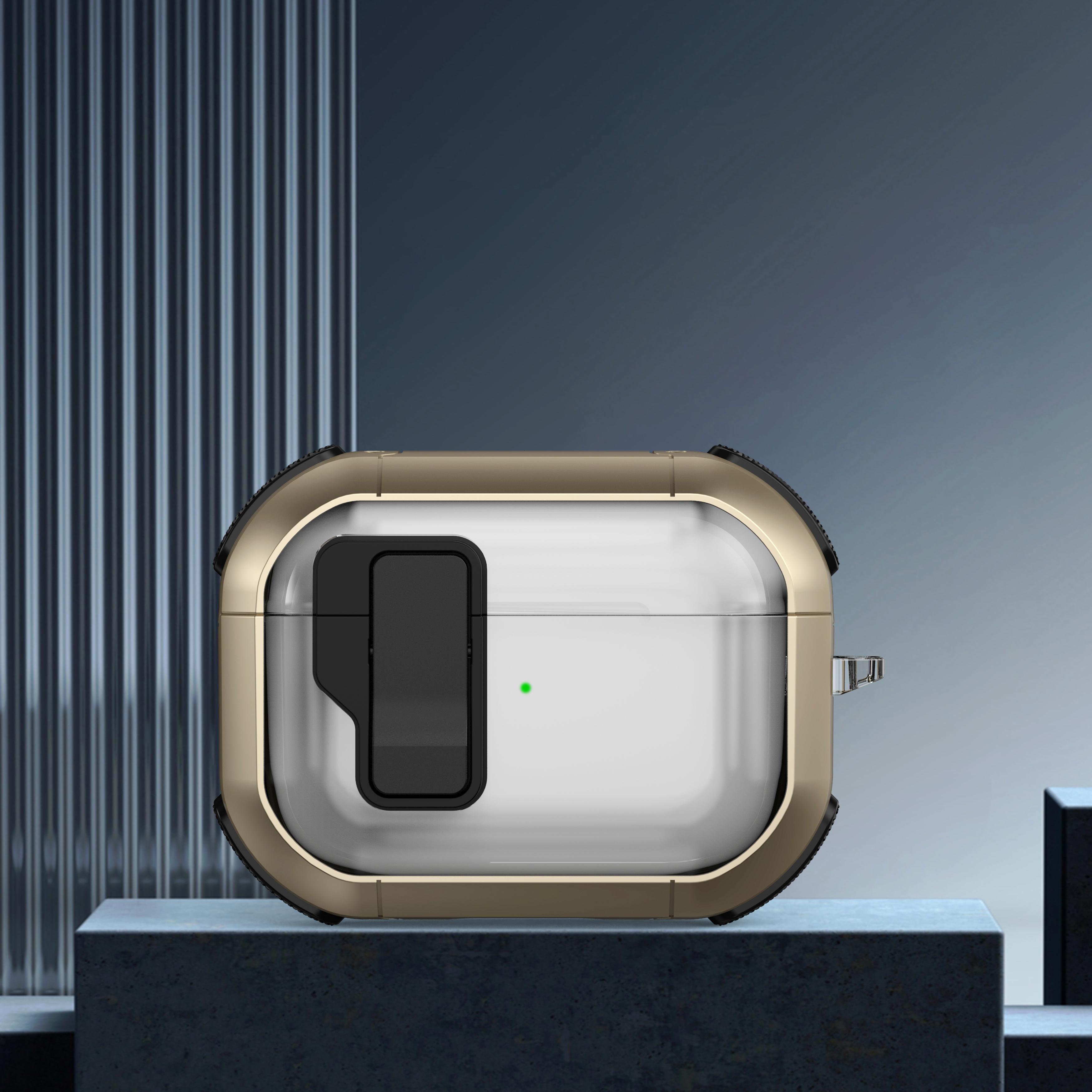 

Прозрачный чехол для наушников с магнитным замком и крючком для ключей для Apple Airpods Pro 2 2nd Air Pods 3, противоударный защитный чехол для зарядки Airpods Pro золотистый