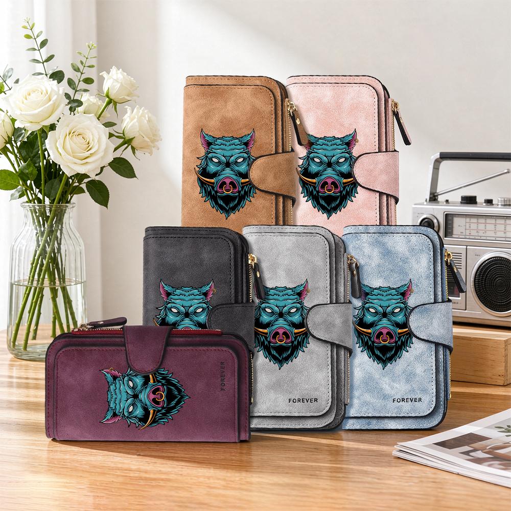 Cool Wild Boar Pattern Long Wallet Fashion Multi Slot Portable Forever Purse