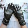 Sheepskin Leather Gloves Women's Fashion Elastic Style Velvet Lining to Keep Warm in Autumn and Winter Retro Color Points