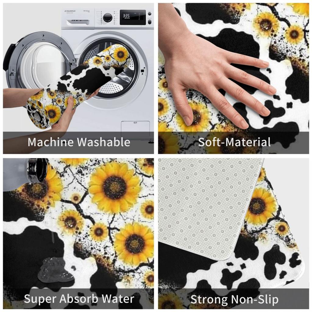 Cows And Sunflowers Anti-slip Doormat Floor Mat Antiwear Carpet Rug for Kitchen Entrance Home Bathroom Living Room Footpad Mats
