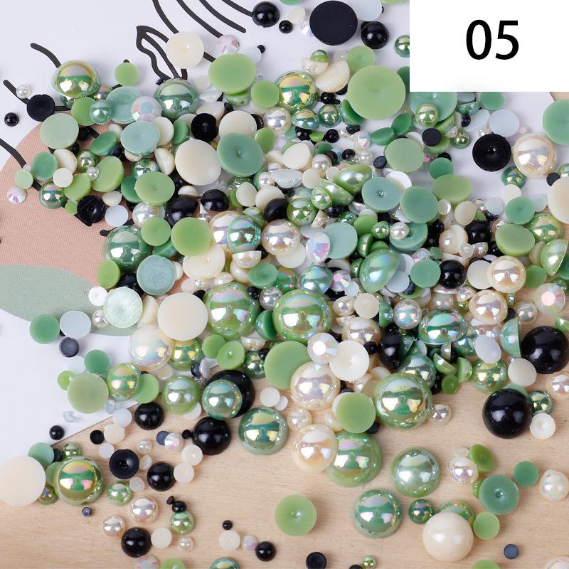 Yantuo 1000g Mixed Packaging Flat Back Pearls Resin Rhinestone Jelly Rhinestones Bulk Abs Loose Pearl for DIY Decoration
