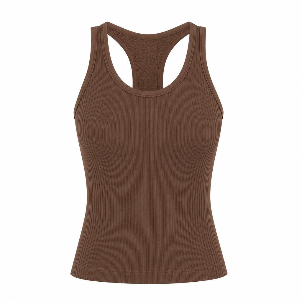 LU Women's American-Style Ribbed Yoga Tank Top with Bra Pads - New Summer Collection