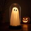 Ghost Night Light Light Up Ghost in Cloche Scary Cute LED Battery Operated Tabletop Lamp for Party Kitchen Holiday Halloween