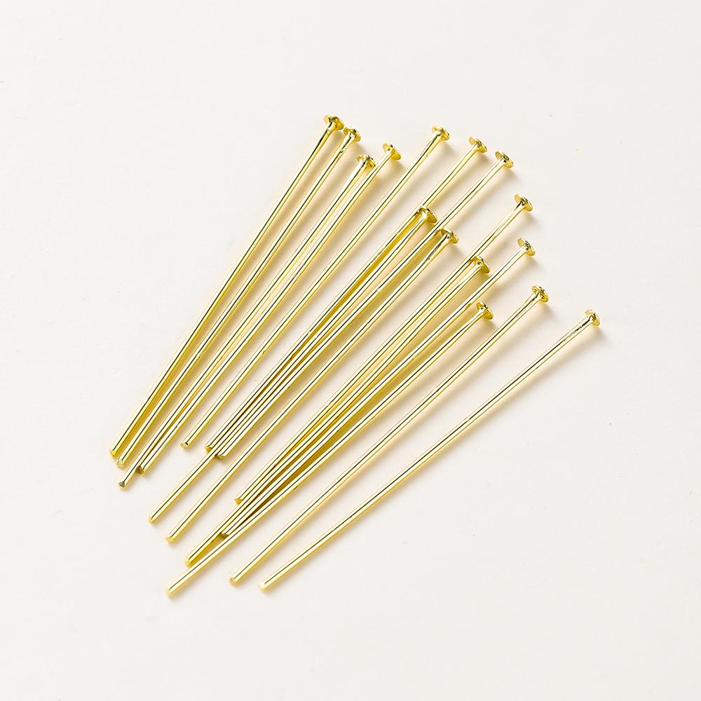 100pcs/lot 14K 18K Gold Plated Flat Head Metal Pins Beading Pendant Headpin For DIY Jewelry Handmade Craft Supplies Findings