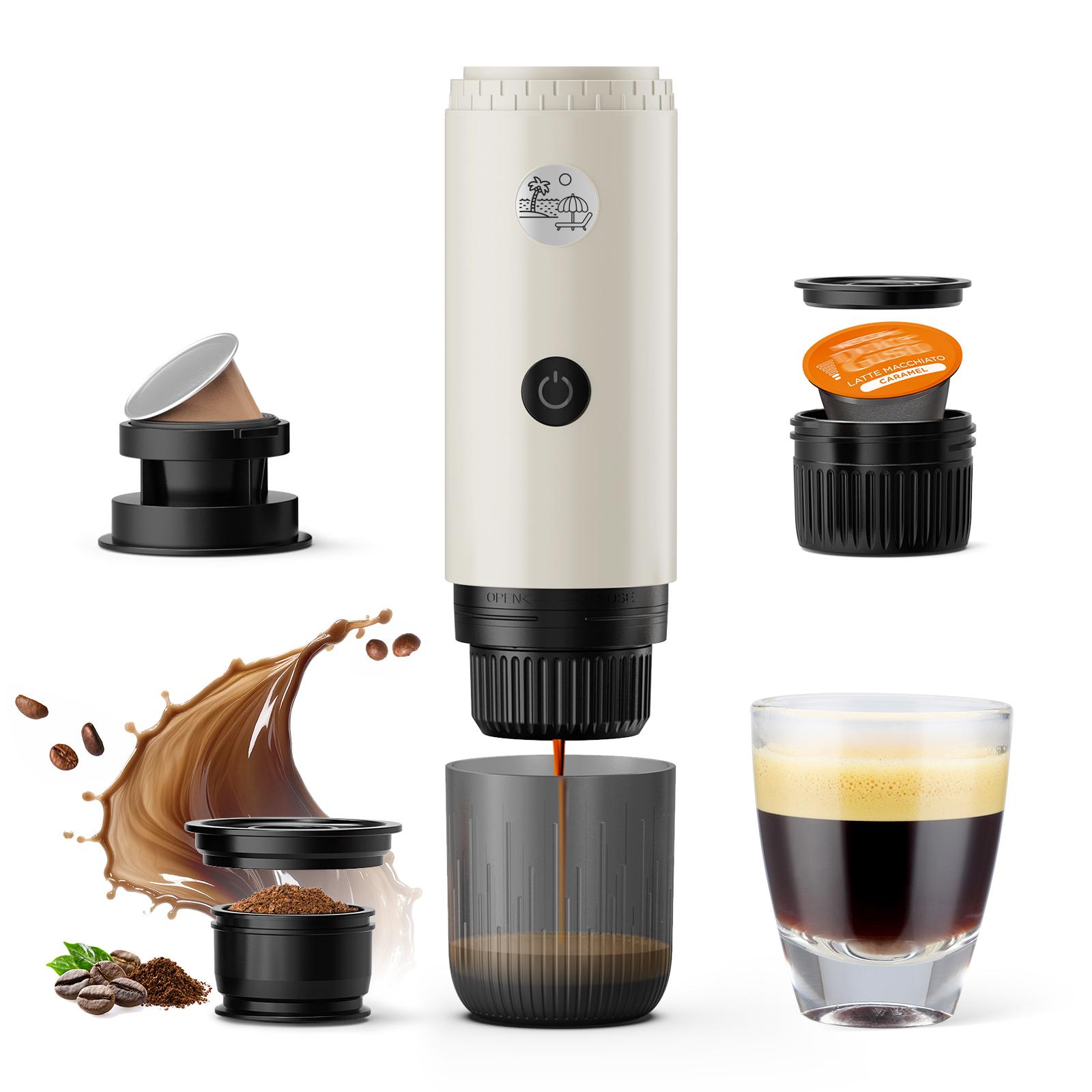 

Portable Espresso Machine 3-in-1 Travel Coffee Maker for Camping Hiking Office Self-Heating with USB-C 2026new белый
