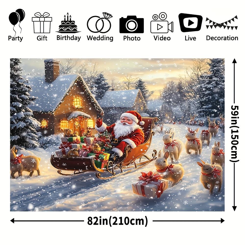 1Pcs Merry Christmas Santa Sleigh Decoration Background Winter Backdrop For Photo Studio Photo Booth Party