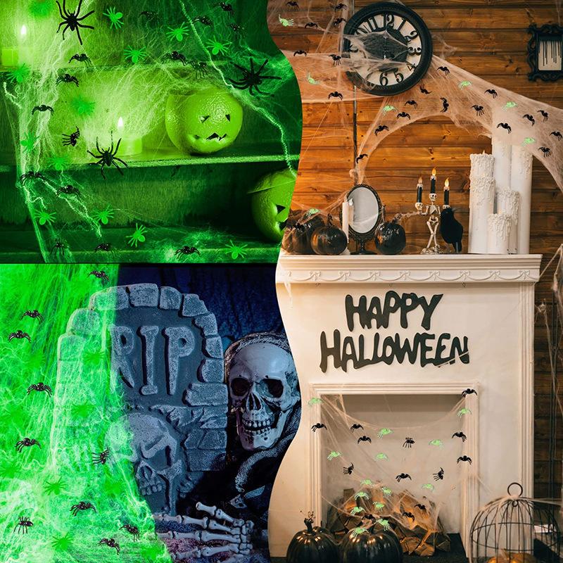 Spider Webs Halloween Decorations with Fake Spiders, Super Stretch Cobwebs for Halloween Indoor and Outdoor Party Sipplies