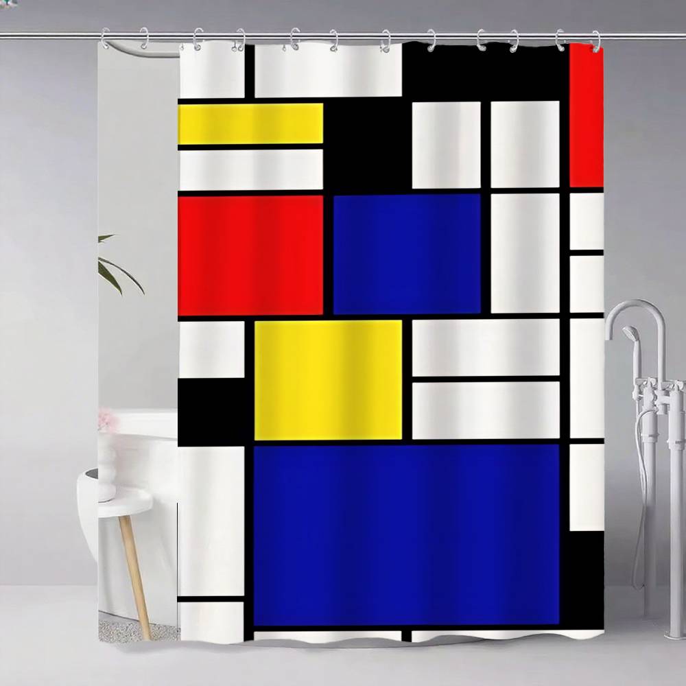 Art P-Piet Cc-Ornelies M-Mondrian Modern Simple Shower Curtain Bathroom Decorative Polyster Shower Curtain With Hook