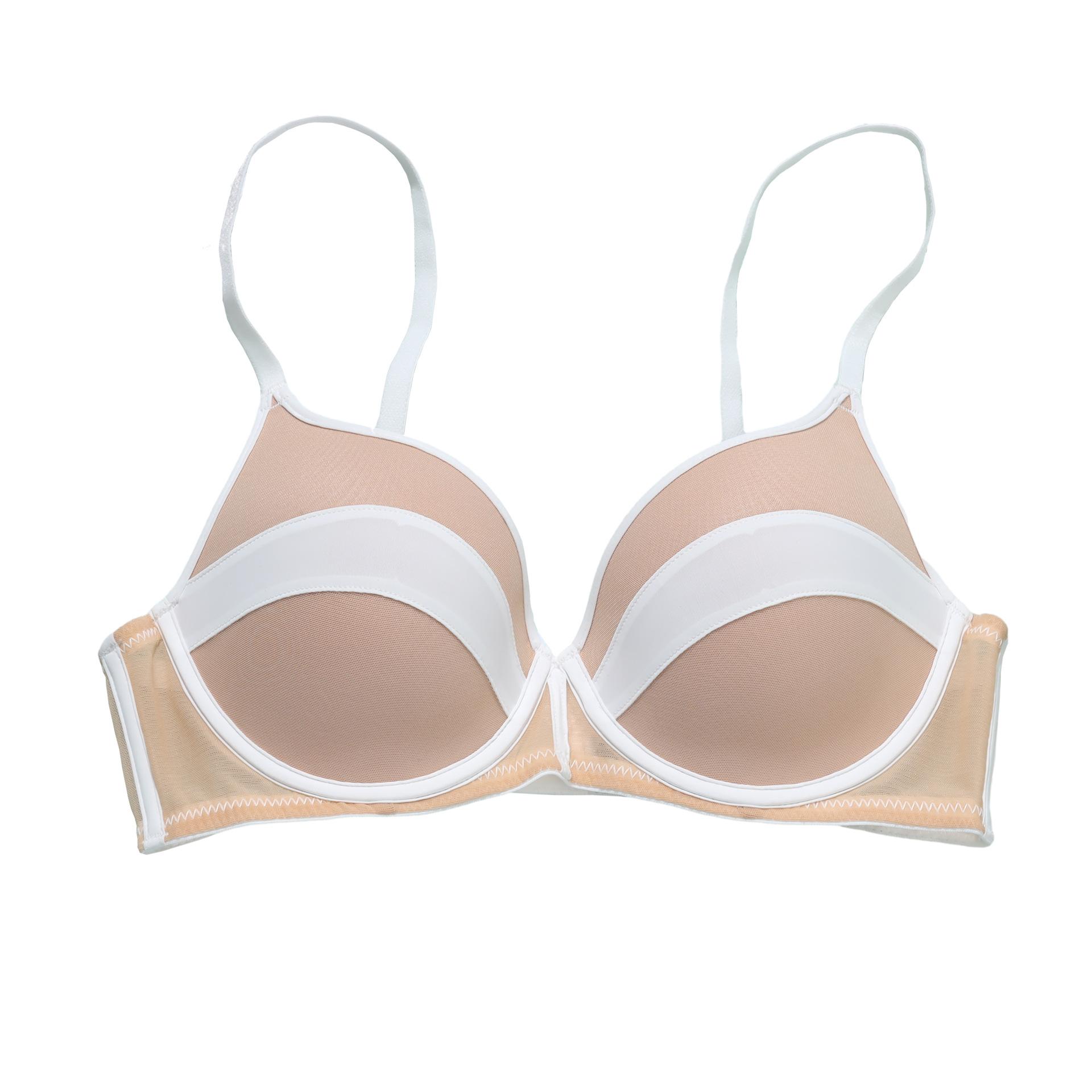 Женский бесшовный бюстгальтер Женский собирающий бюстгальтер Женский дышащий бюстгальтер с цветными блоками 32/70B белый