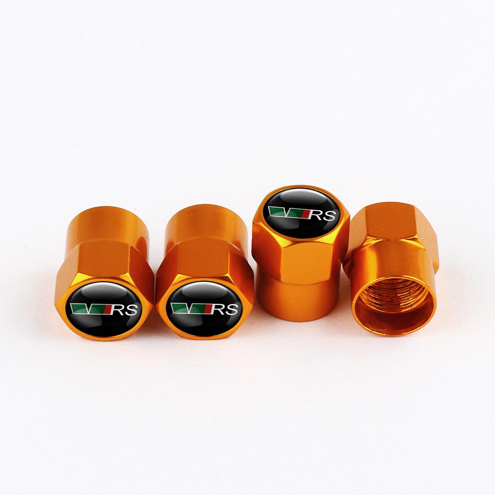 BAUN9 4pcs Car Styling Aluminum Emblem Wheel Tire Valve Stem Air Caps For Skoda Octavia Fabia Rapid Yeti Superb Octavia A5 A7 VRS VII