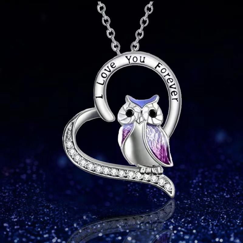 Owl Pendant Love Necklace Women's Personalized Fashion Engraving