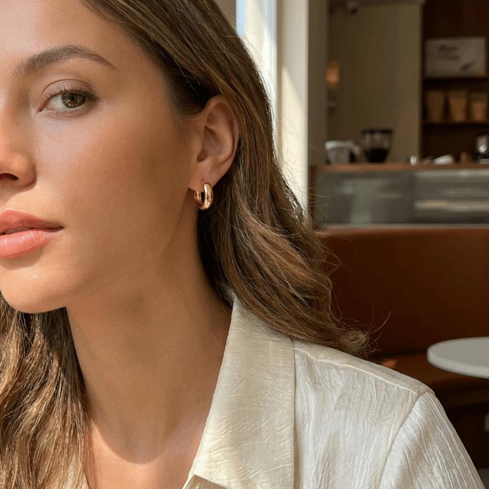 Round Titanium Hoop Earring Silver Earlobe Piercing Jewelry Punk Cartilage Circle Earring  Women