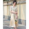 French V-neck Dress for Women, Super Beautiful, Waist Cinching and Slimming Short Sleeved Long Skirt