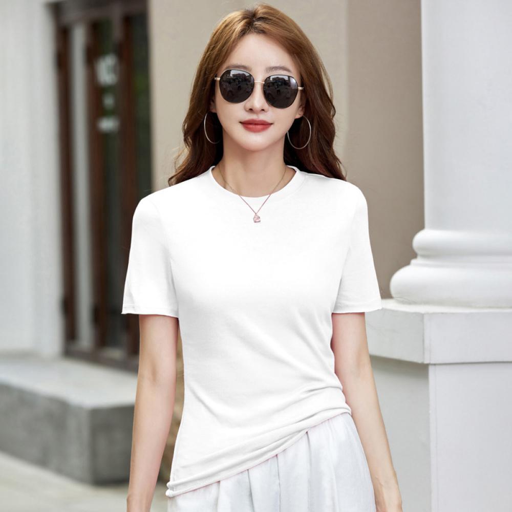 Summer Casual Loose New Solid Color T-Shirt for Women Short Sleeve Thin Internet Celebrity Hot Item