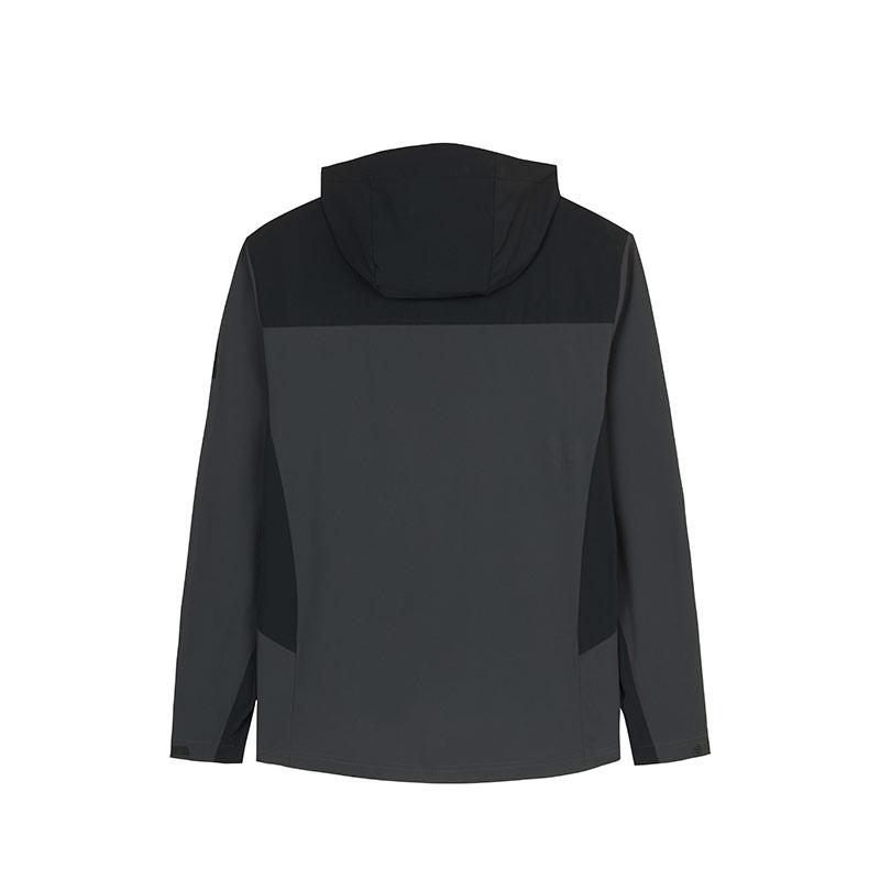 Anta Training Series Color Block Zip-Up Hooded Comfortable Breathable Sports Jacket Men jackets Basic-Black Smoke-Black-Gray 152437625-3