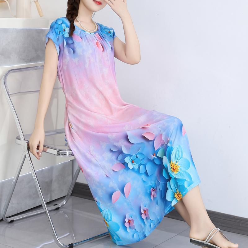 Elegant Summer Loose Dress Woman Clothing Casual Loose Plus Size Long Dresses