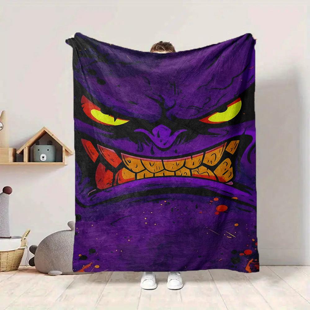 1pc Monster Night Blanket, Lightweight Flannel Throw Blanket For Sofa, Bed, Travel, Camping, Living Room, Office, Couch, Chair, And Bed