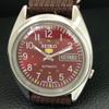 VINTAGE SEIKO 5 AUTOMATIC 7006A JAPAN MENS MAROON COLOR DIAL WATCH a708518-1