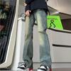 American retro blue jeans men's spring trendy brand annual tall micro-pull pants casual extended pants