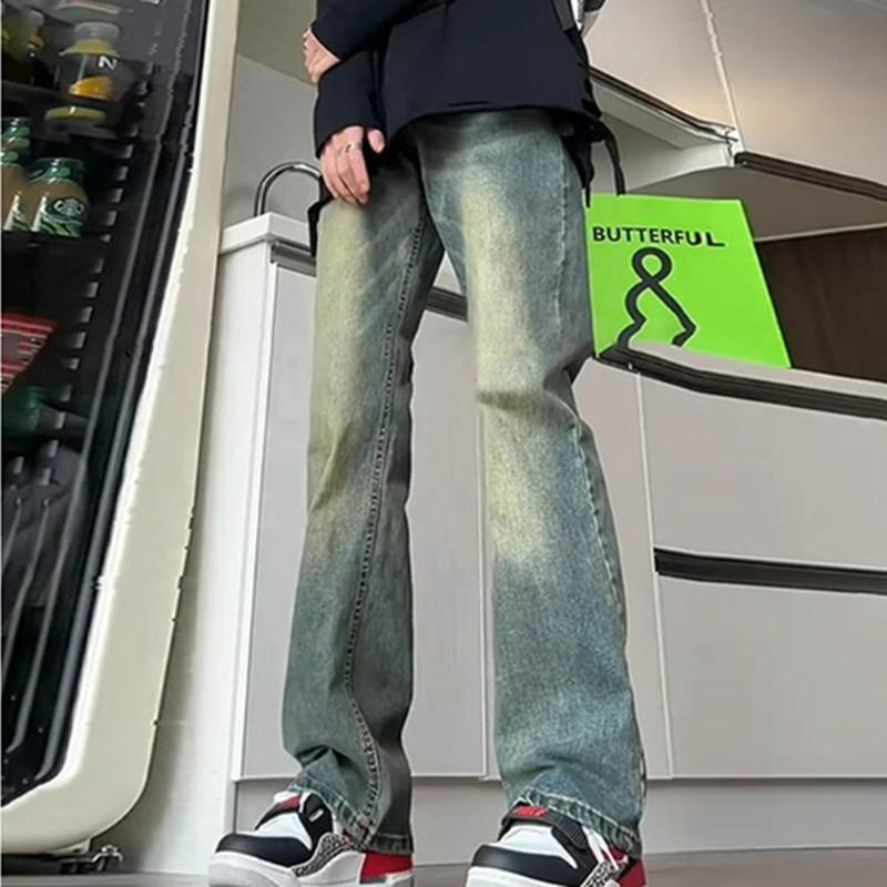 American retro blue jeans men's spring trendy brand annual tall micro-pull pants casual extended pants