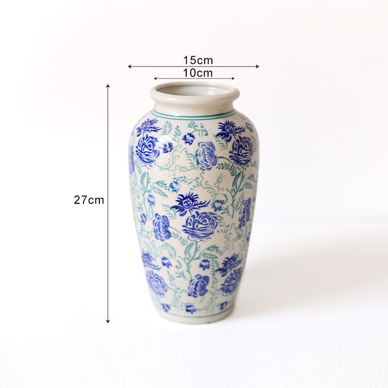 Vaso de Porcelana Azul e Branco Vaso de Cerâmica Garrafa de Porcelana Vintage Vaso de Flores Recipiente de Armazenamento Terrário Decoração de Casa