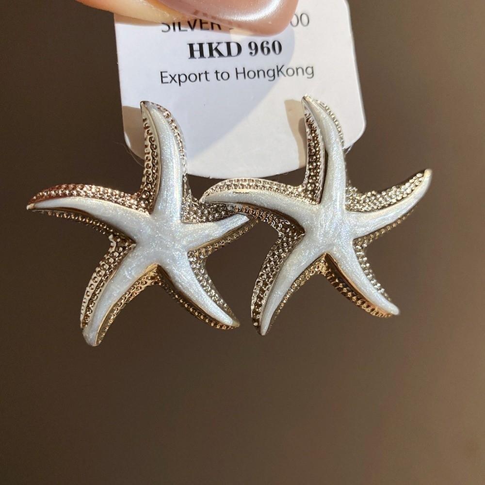 Star Starfish Stud Earrings Geometric Korean Style Earrings Cute Starfish Ear Studs  Beach Vacation