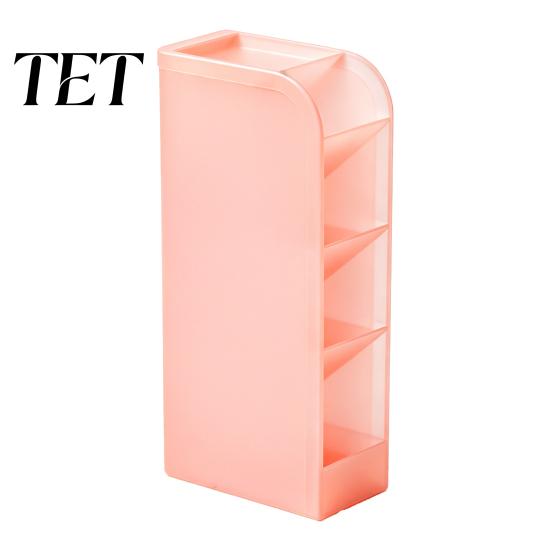Art Tool Storage Slanted Pen Holder with 5 Compartments, Plastic Stationery Organizer, Box Macaron Colors Space Saving Pencil Cup for Office