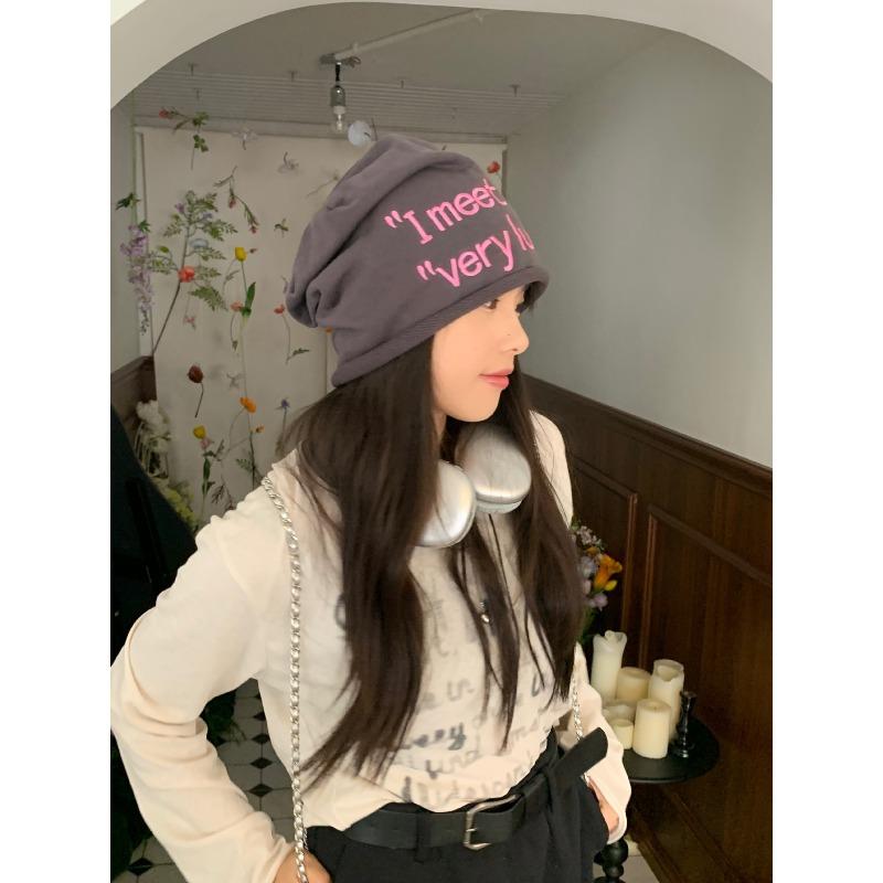 

Большое издание Лицо показывающее Маленькая Универсальная Однотонная Шапка-бини с отворотом Буква Вязаная Шапочка Холодная Шапка M（56-58cm）