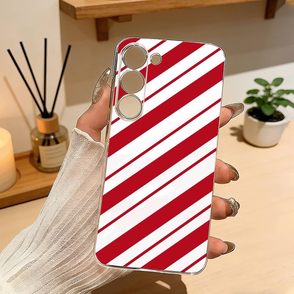B-Burgundy White S-Stripe Phone Case For Samsung Galaxy A71,A70,A52,A51,A40,A30 Transparent Cover