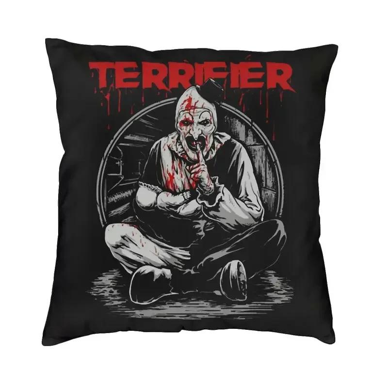 Horror Clown Halloween Movie Terrifier Cushion Cover Velvet Pillow Case Sofa Chair Square Pillowcase Living Room Decoration
