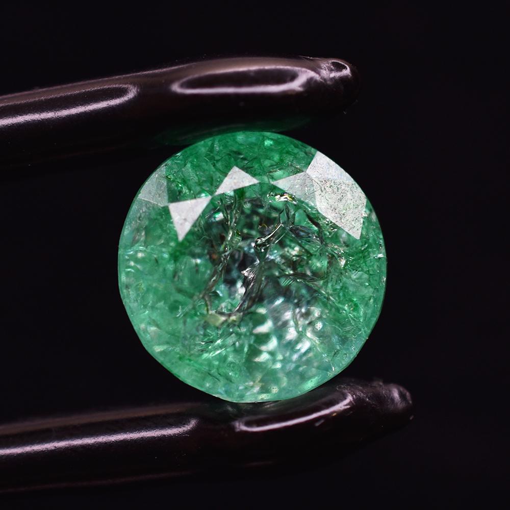 Natural Green Emerald Loose Gemstone Colombian Round Cut 14.65 Ct for Jewelry Making and Crafts