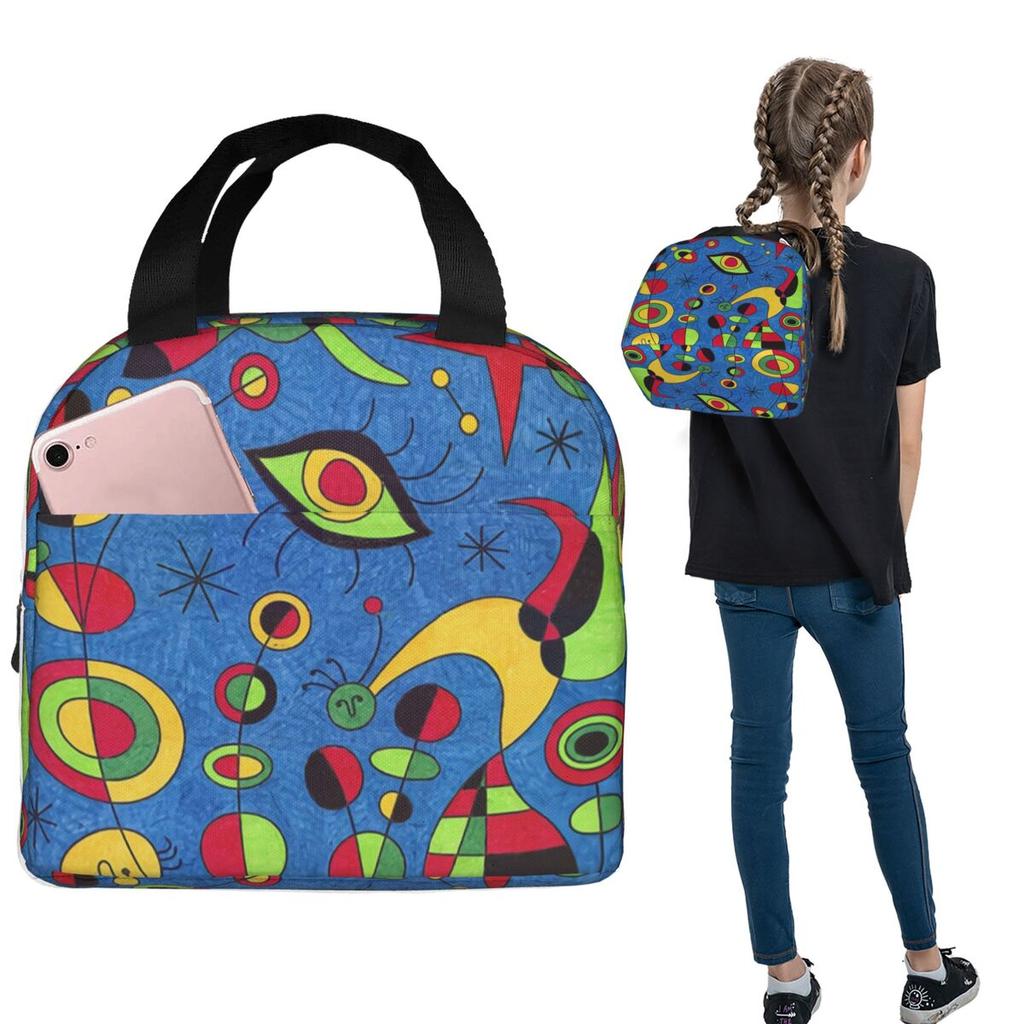 Joan Miro Insulated Lunch Bag for Women Children Portable Food Boxes Thermal Lunch Box Tote