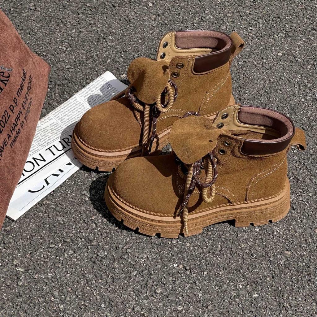 Outdoor thick-soled Martin boots women's 2025 summer new brown inner heightening short boots mountaineering and hiking desert rhubarb boots