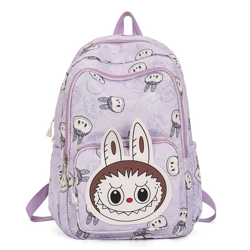 Trendy Large Capacity Anime Cartoon Backpack For Middle School Students Unisex In Pink Purple Black Blue Coffee