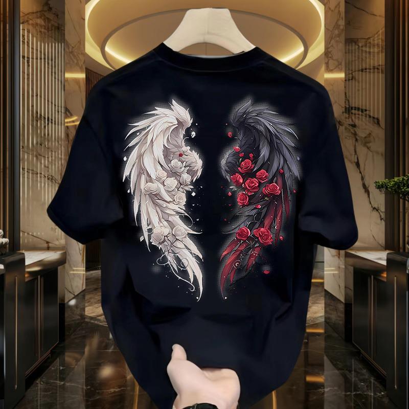 Trendy Men s Slim Fit Printed Round Neck Summer Top 2024 M