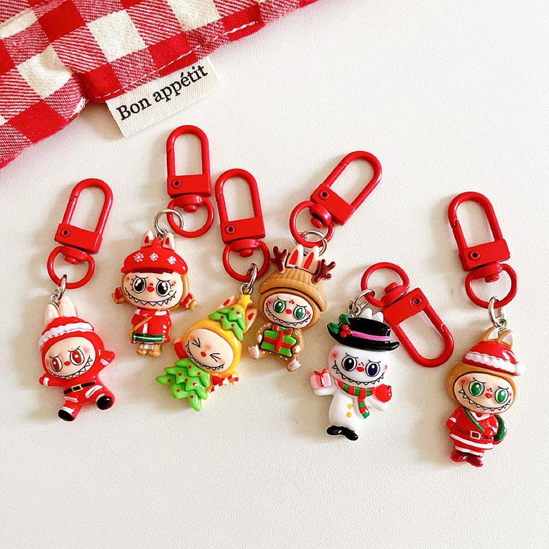 1/6Pcs Key Chains Hanging Cartoon Pendant Cute Backpack Pendant Christmas Gift Christmas Series Rabbit Keychain