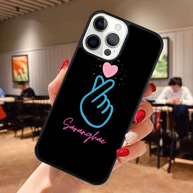Cute Korean Saranghae I love you Phone Case For iPhone 17 Air 14 15 16 13 12 Max Cover For Apple 11 Pro Max Plus Coque