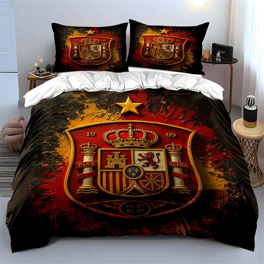 "Spain Royal Crest Bedding Set" Bedding Duvet Cover Set Duvet Cover Pillowcases  (1 * Duvet Cover 2 * Pillowcases, Without Duvet Insert)