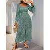 Women's Jumpsuit Square Collar Puff Sleeve Wide-leg Pants Long-sleeved Vacation Style Floral Jumpsuit