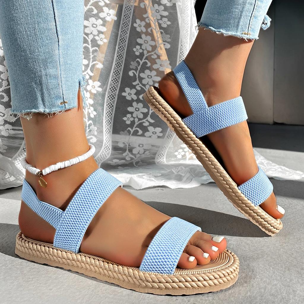 Fashion Lightweight Women's Flat Sandals Summer Fashion Elastic Band Roman Sandals Woman Comfortable Non Slip Beach Sandalias Mujer 2025