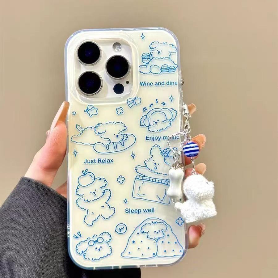 

Single Layer Music Line Dog for Apple 16 Promax Mobile Phone Case 15 for IPhone 14 Protective Case For Apple 6