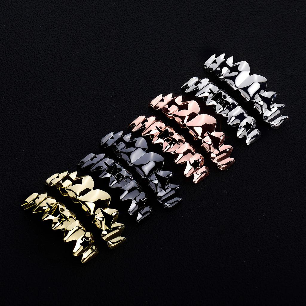 Modieuze Uitgesneden Ster Tand Grillzs Hoge Glans Koperen Tanden Sieraden voor Kostuums Outfits