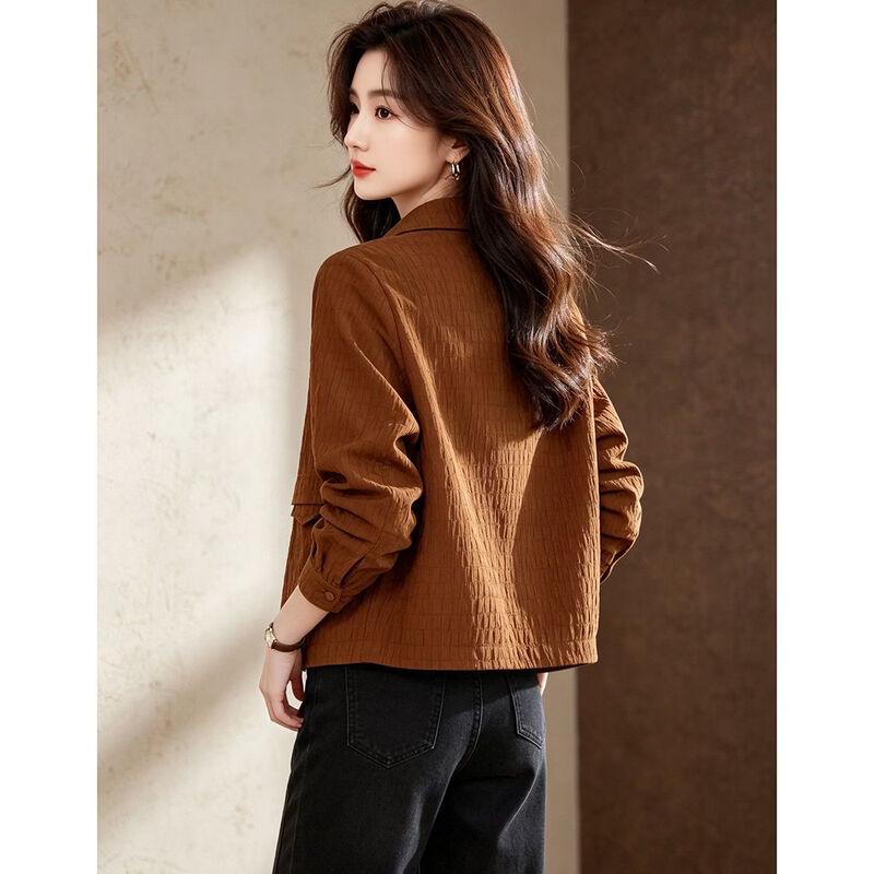 D.F.DEAR Women's Textured Loose Fit Lapel Jacket