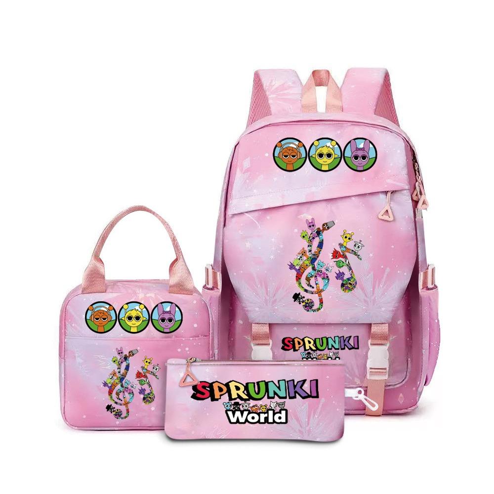 Popular Rhythm Box Sprunki Music Game School Bag Backpack Pencil Bag Three-piece Student Backpack D