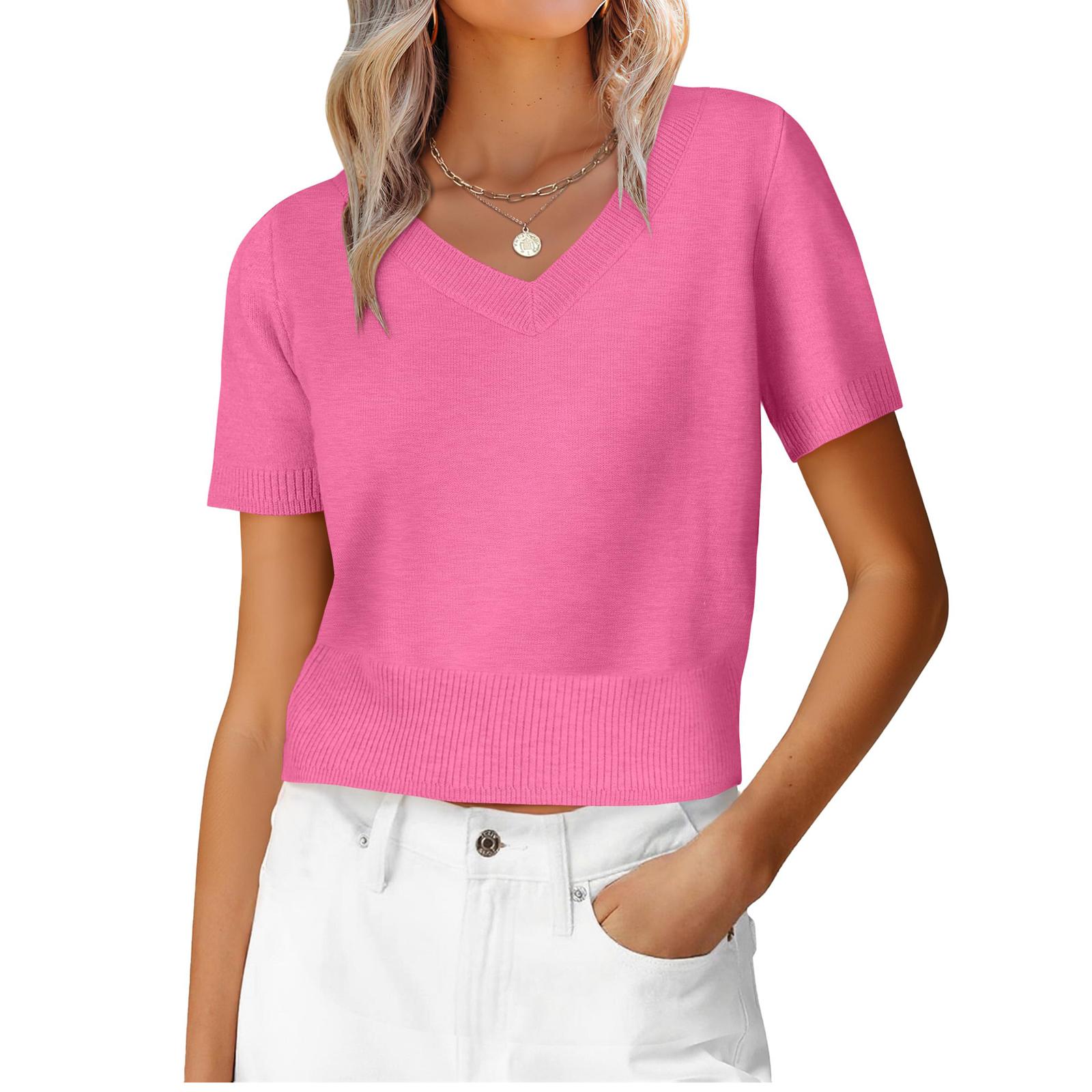 

Women s Knit Short,Sleeve Top Casual Comfortable Blouse M