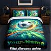 Soccer Theme Custom Text Or Name 3Pcs Bedding Set,1 Flat Sheet & 2 Pillowcases Personalized Home Bedding