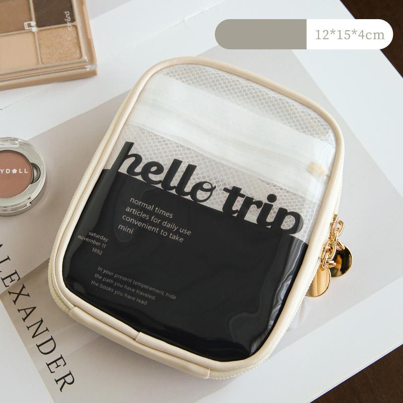 

Makeup Bag for Women Portable Large Capacity Cosmetic Storage Bag High-End Business Trip Travel Skincare Products Toiletries Bag бежевий