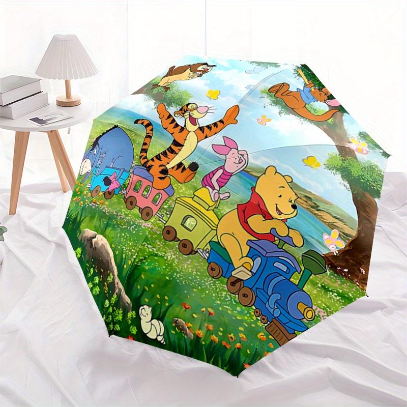 

1pc Winnie the Pooh & Friends Auto Open Close Umbrella - Portable 3-Fold Design, 8-Bone Iron Frame Outdoor Umbrella, Perfect Gift for Fans,