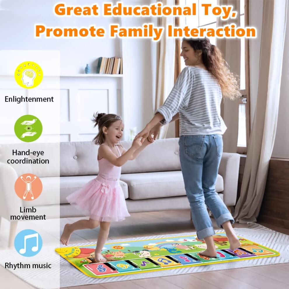 Lobyoh Music Piano Mat for Kids with 5 Modes, 8 Animals, Musical Dance Mat Children Keyboard Play Mat Gifts for Baby Boys Girls